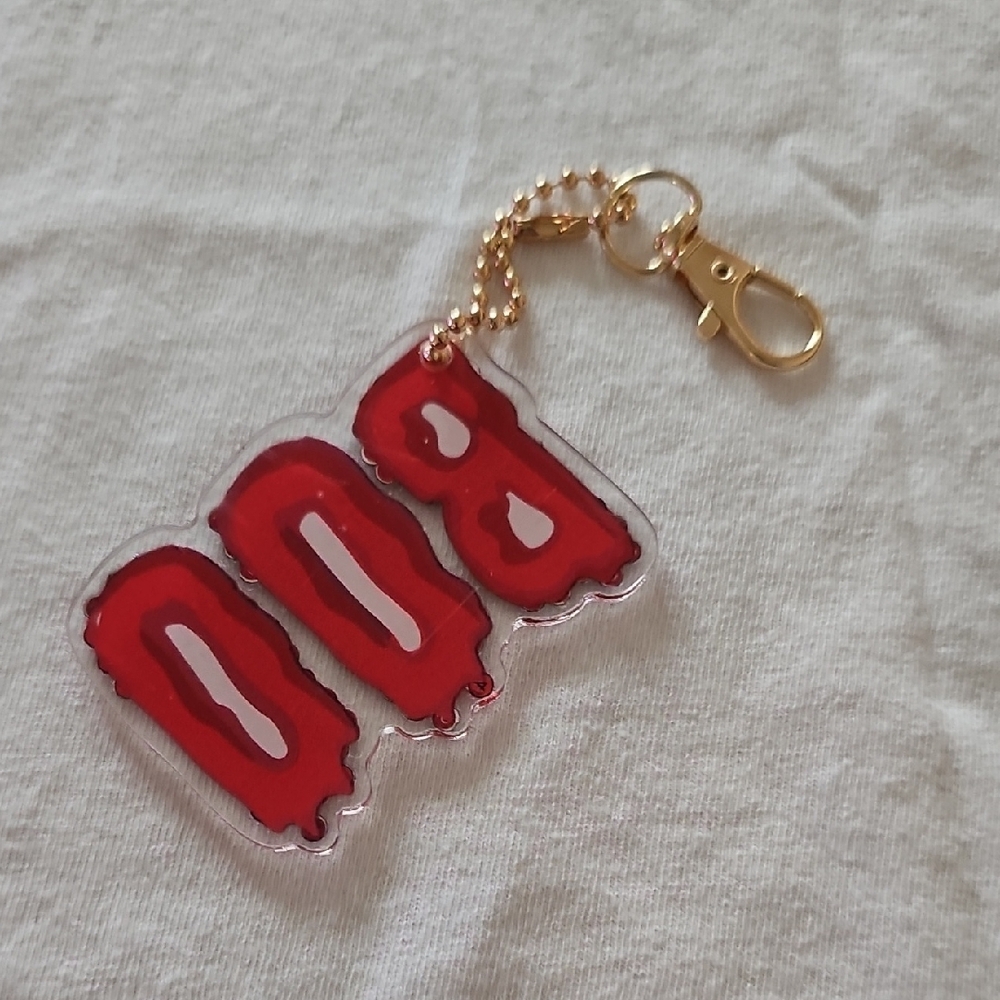 Red Rhinestone 'Boo' Keychain with Gold Clasp - Picture 3 of 3